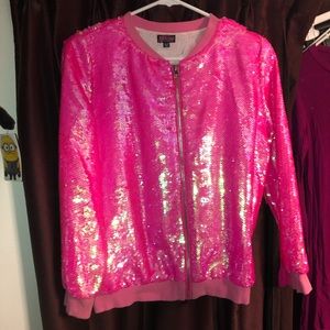 JoJo Pink Sequin Zip Jacket